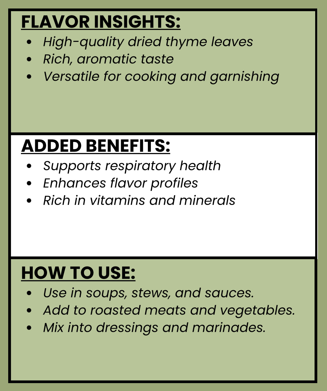 SPICE VAULT DRIED THYME