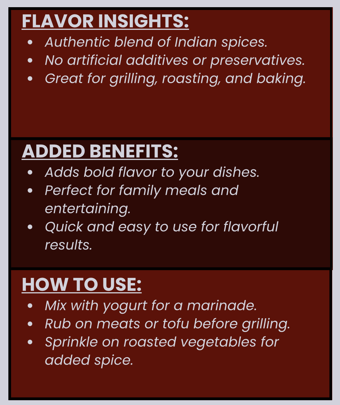 SPICE VAULT GRILLED TANDOORI SEASONING