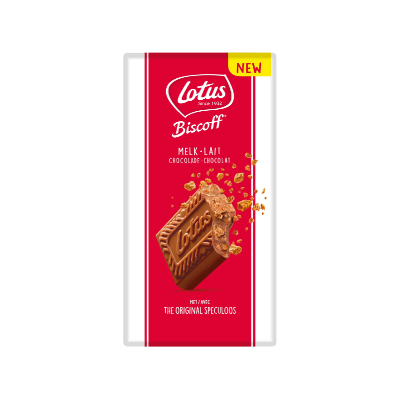 LOTUS BISCOFF SPECULOOS BITS IN MILK CHOCOLATE BAR