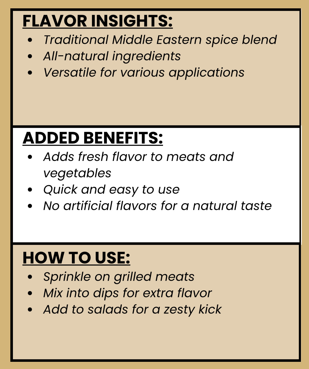 SPICE VAULT ZATAAR SEASONING