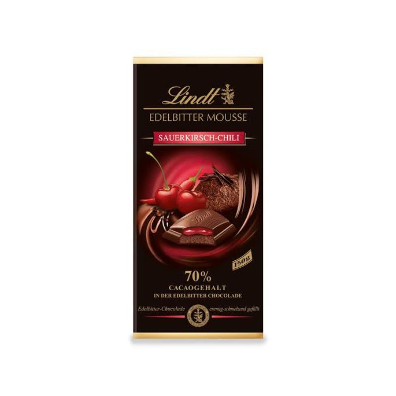 LINDT 70% CHILLI & SOUR CHERRY MOUSSE DARK CHOCOLATE