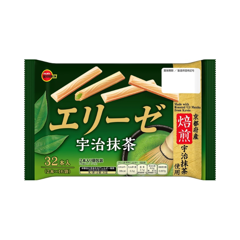 JAPANESE BOURBON ELISE UJI MATCHA WAFER STICKS (π―π΅)