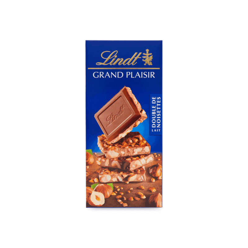 LINDT GRAND PLAISIR DOUBLE DE NOISETTES MILK CHOCOLATE