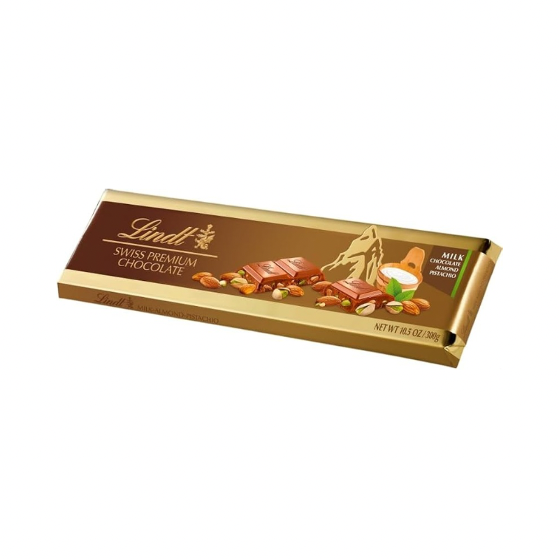 LINDT SWISS PISTA ALMOND PREMIUM MILK CHOCOLATE
