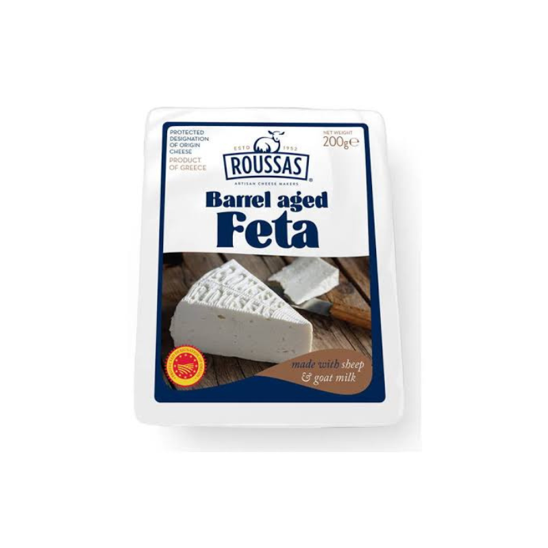 Roussas Barrel Aged Feta Cheese – Traditional Greek Sheep & Goat’s Milk Cheese