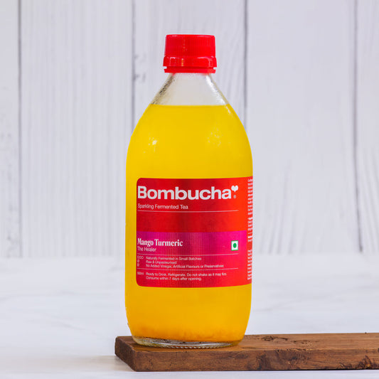 Bombucha Mango Turmeric Fermented Beverage Bottle