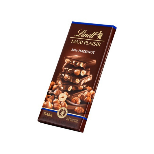 LINDT MAXI PLAISIR 34% HAZELNUT DARK CHOCOLATE