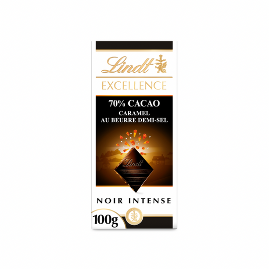 LINDT EXCELLENCE 70% CACAO CARAMEL AU BEURRE DEMI-SEL