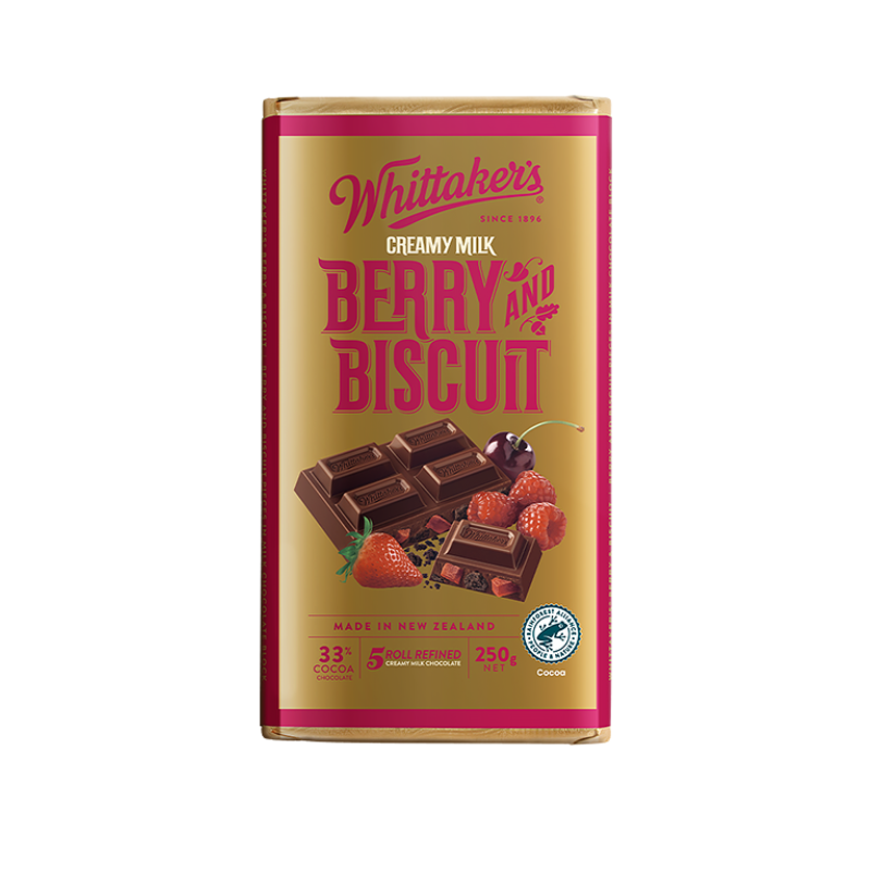 WHITTAKER’S CREAMY MILK BERRY & BISCUIT (33% COCOA)