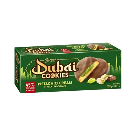 BERGEN PISTACHIO CREAM IN MILK CHOCOLATE COOKIES