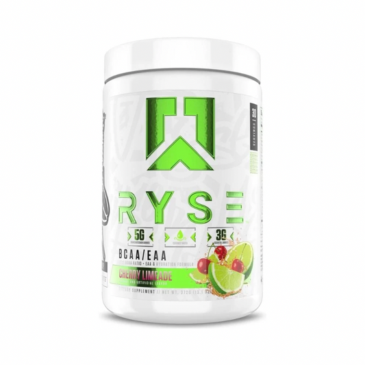 Ryse Cherry Limeade BCAA/EAA supplement tub for hydration and muscle recovery