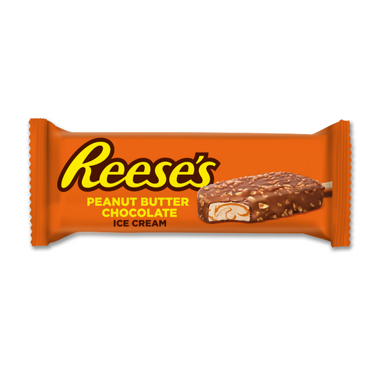 Pack of Reese’s Ice Cream Sticks with chocolate coating and peanut butter swirl