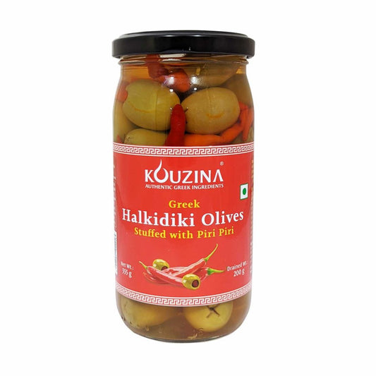 KOUZIKA PIRI PIRI STUFFED GREEK HALKIDIKI OLIVES