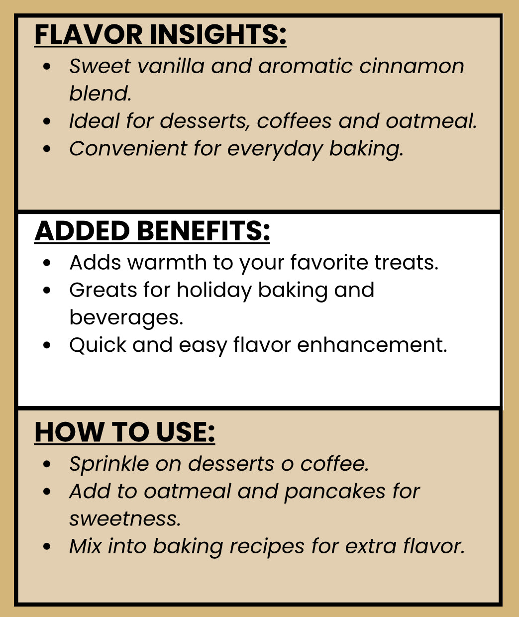 SPICE VAULT VANILLA CINNAMON POWDER