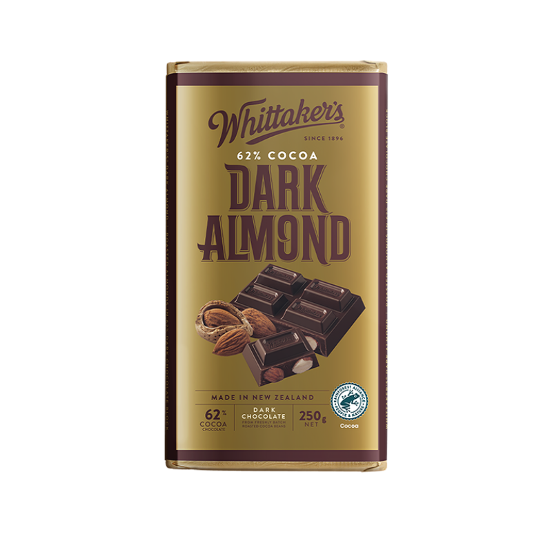 WHITTAKER’S DARK ALMOND (62% COCOA)