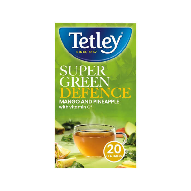 TETLEY SUPER GREEN DEFENCE TEA WITH VITAMIN C ( MANGO & PINEAPPLE)