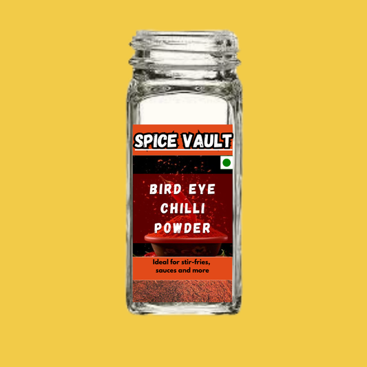 Fine red Bird Eye Chilli Powder in Spice Vault jar