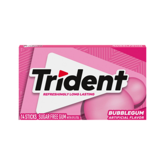 TRIDENT BUBBLEGUM SUGAR FREE GUM