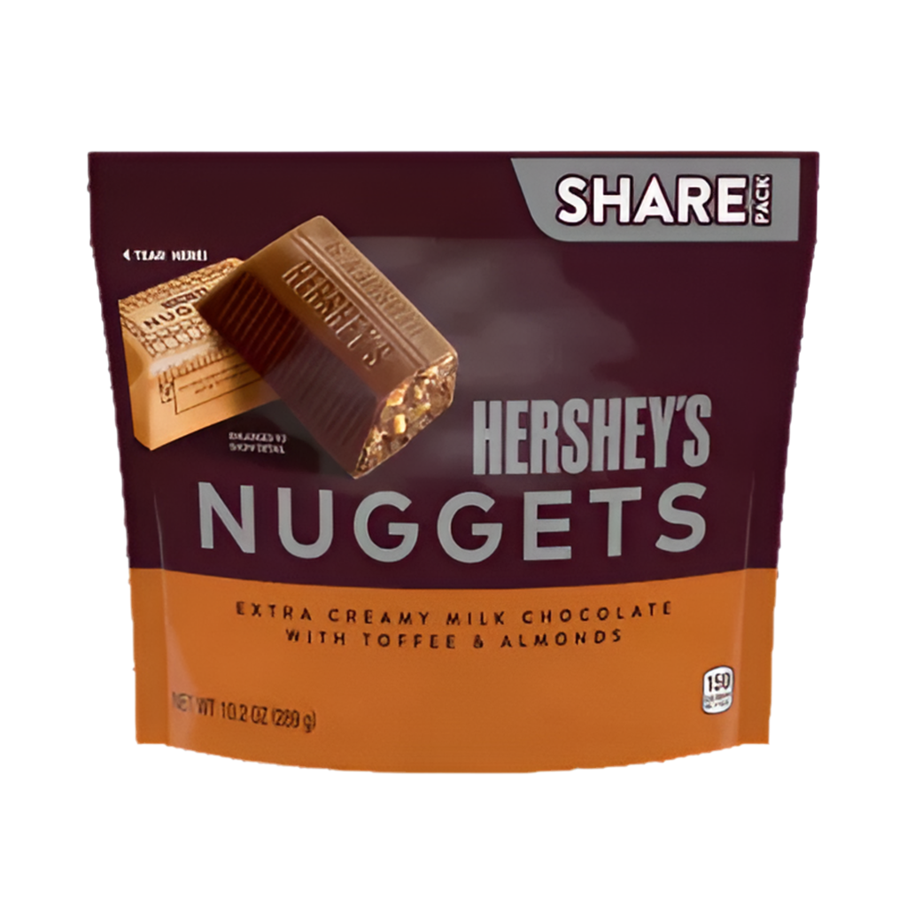 HERSHEY’s NUGGETS EXTRA CREAMY MILK CHOCOLATE WITH TOFFEE & ALMONDS