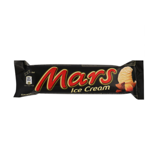 Mars Ice Cream Bar with chocolate, caramel, and nougat on stick