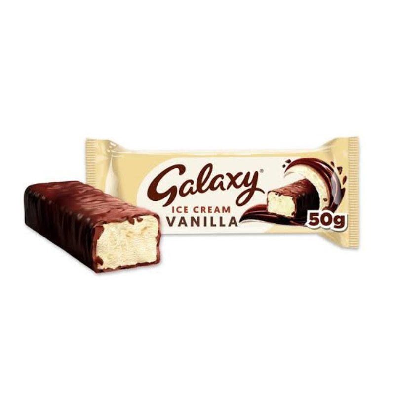 Galaxy Vanilla Ice Cream Bar with creamy vanilla flavor on stick

