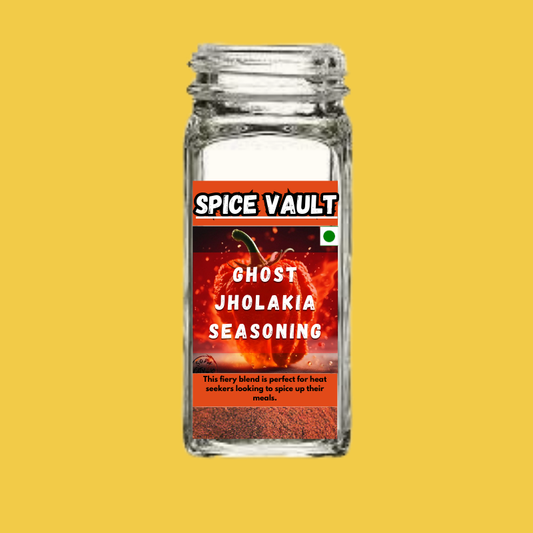 Ghost Bhut Jholokia Seasoning with fiery red label