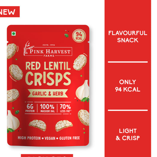 PINK HARVEST RED LENTIL CRISPS GARLIC & HERB