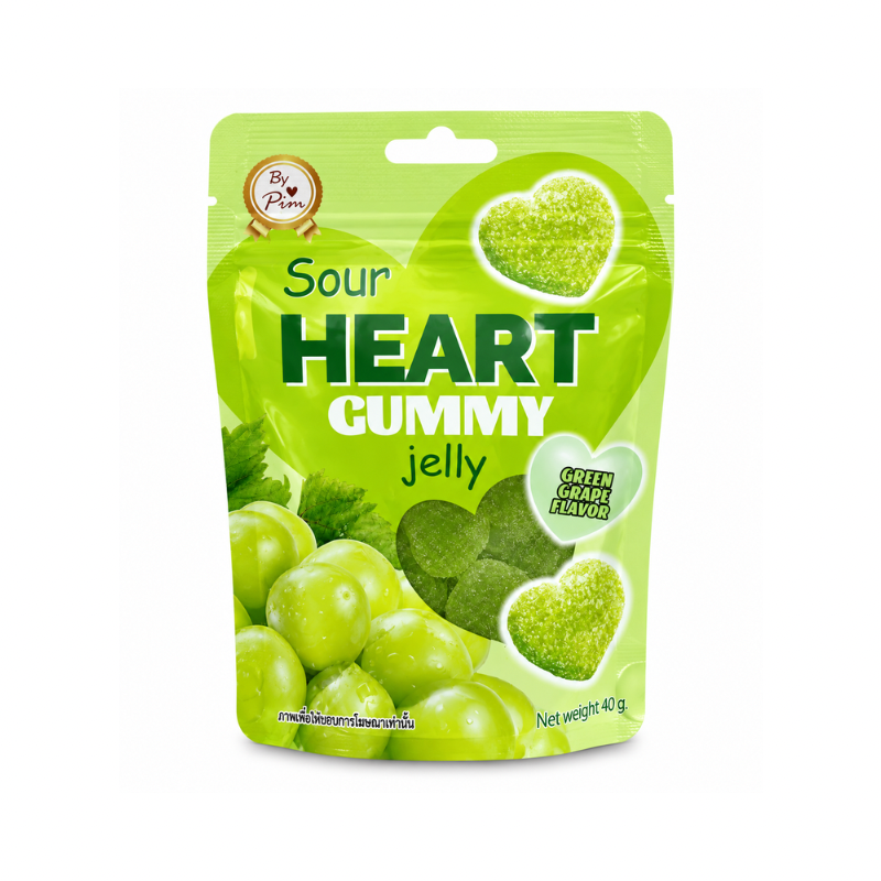 PIM SOUR GREEN GRAPE HEART GUMMY JELLY (🇹🇭)