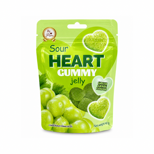 PIM SOUR GREEN GRAPE HEART GUMMY JELLY (🇹🇭)