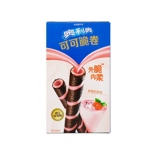 OREO STRAWBERRY MILKSHAKE COCOA CRISP ROLLS (🇨🇳)