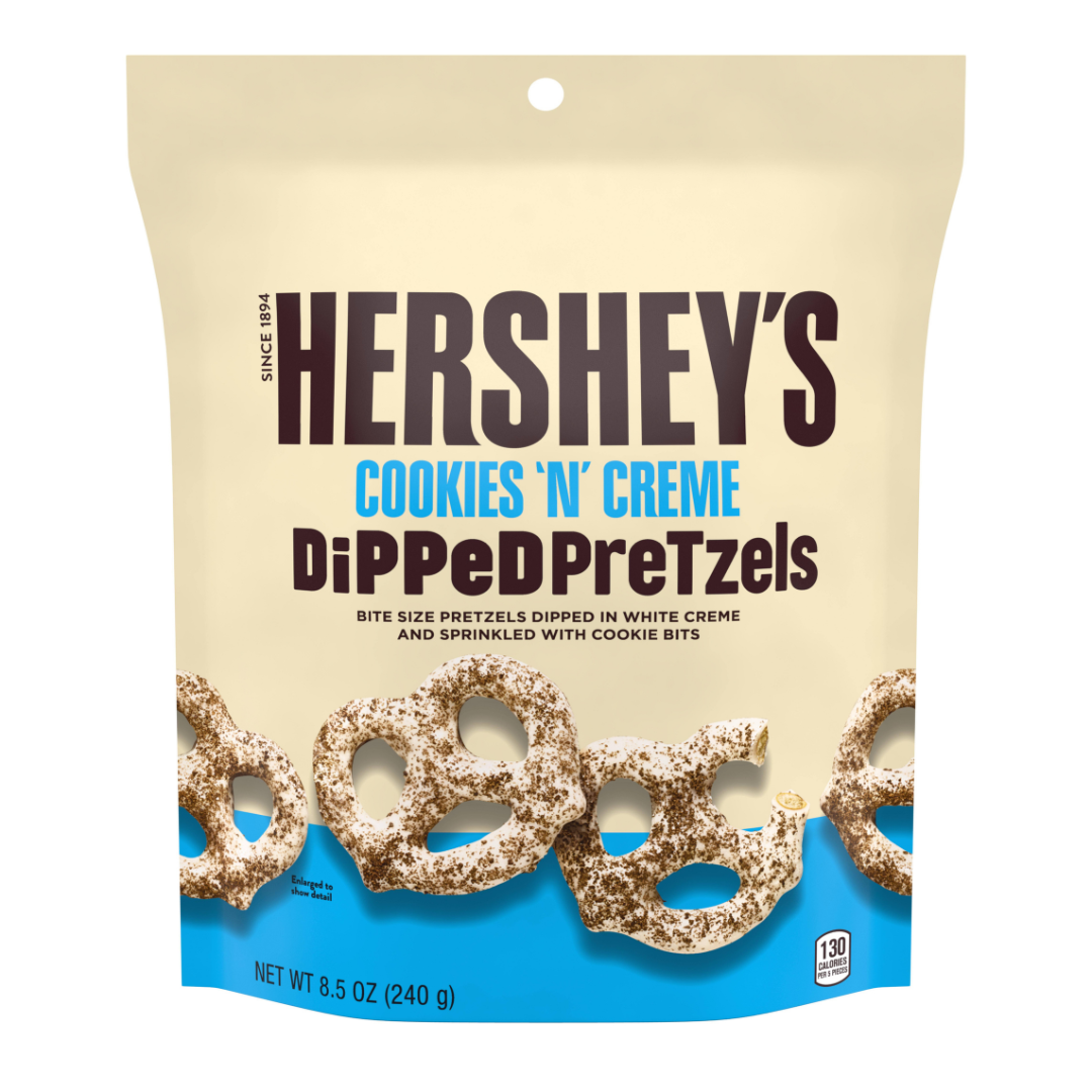 HERSHEY’s COOKIES & CREAM DIPPED PRETZELS