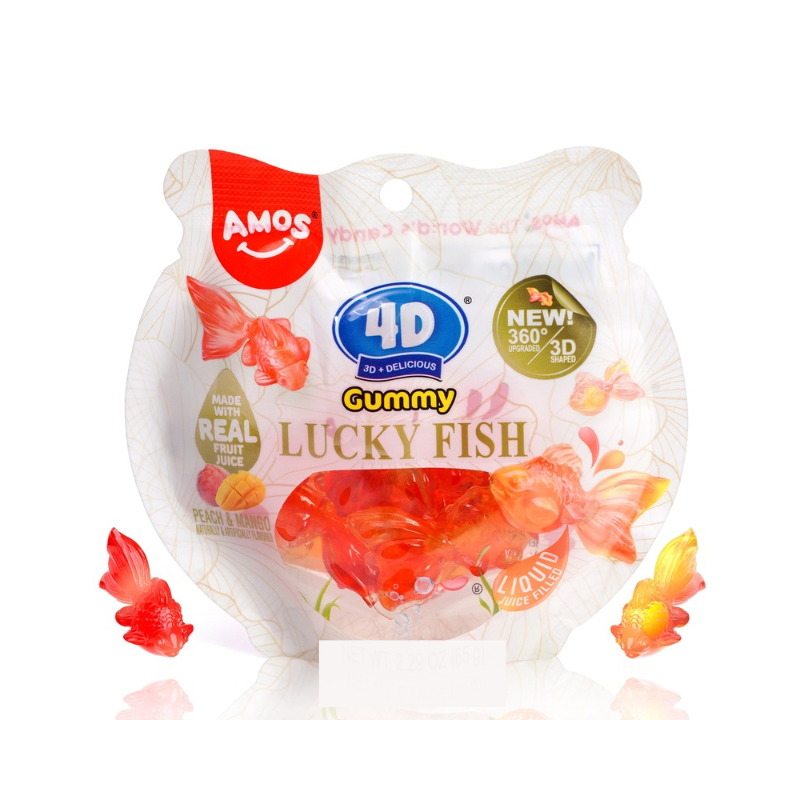 AMOS PEACH & MANGO 4D LUCKY FISH GUMMY