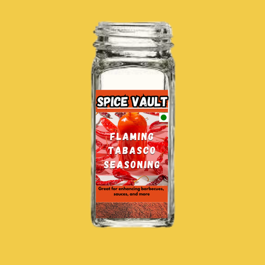 Flaming Tabasco Seasoning in bold red packaging