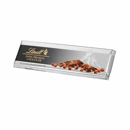 LINDT SWISS PREMIUM DARK CHOCOLATE WITH HAZELNUTS