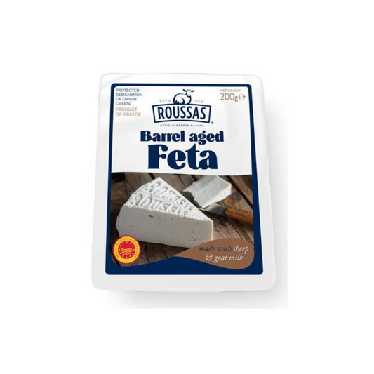 Roussas Barrel Aged Feta Cheese – Traditional Greek Sheep & Goat’s Milk Cheese