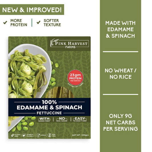 PINK HARVEST EDAMAME & SPINACH FETTUCCINE (GLUTEN FREE)