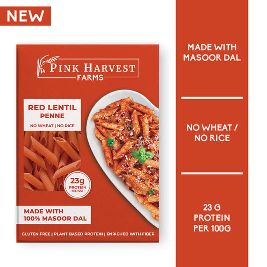 PINK HARVEST RED LENTIL PENNE PASTA (GLUTEN FREE)